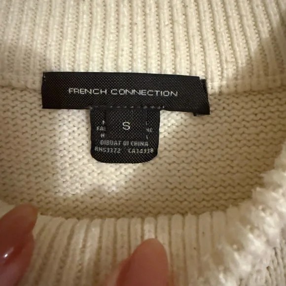 French Connection Balloon Sleeve Cropped Sweater Cream Size Small Small - Picture 6 of 9